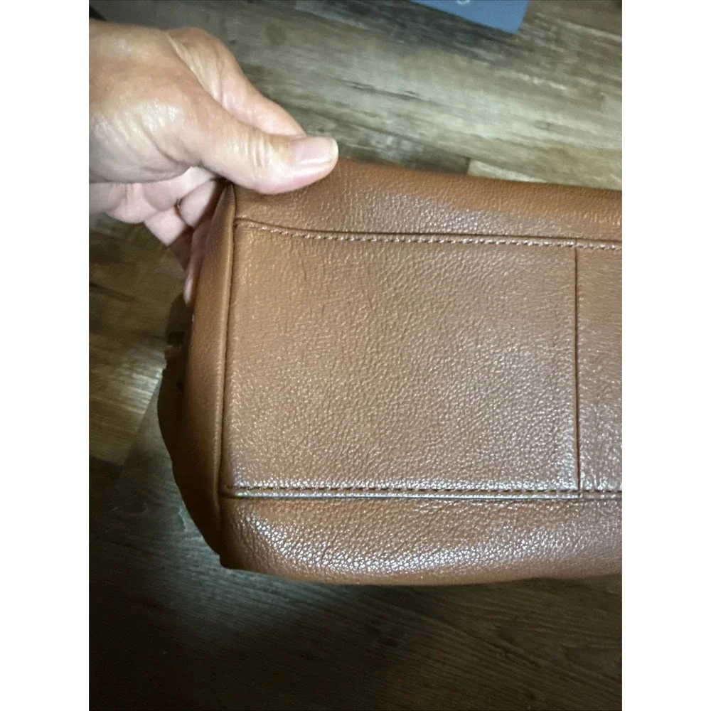 Fossil Sydney Satchel Brown Textured Leather Brass Hardware EUC